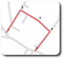 Textboxen mit fortlaufender Nummerierung an Stützpunkten