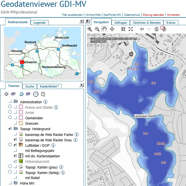 Logo: Seenkataster und Tiefenkarten im Web-GIS analysieren und abfragen
