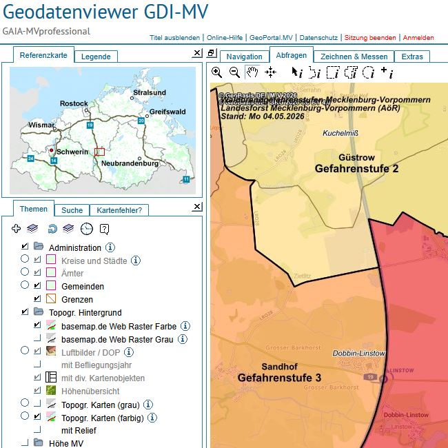 Logo: Waldbrandgefahrenstufen im Web-GIS analysieren und abfragen