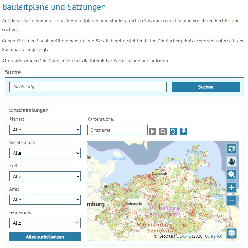 Logo: Bebauungspläne im Bau- und Planungsportal M-V suchen
