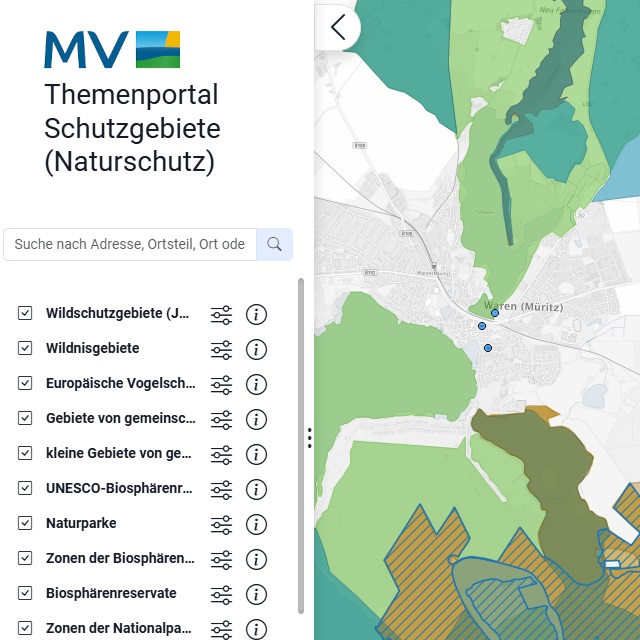 Logo: Schutzgebiete im Themenportal recherchieren