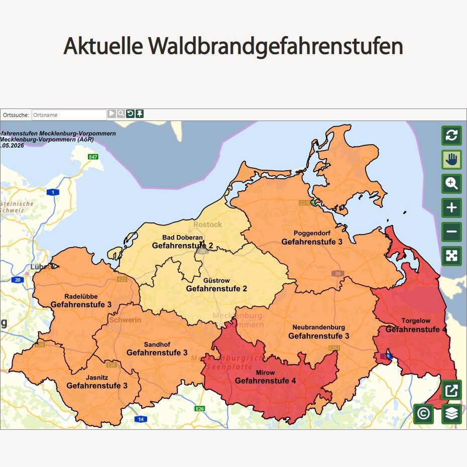 Logo: Waldbrandgefahrenstufen bei der Landesforst M-V anschauen