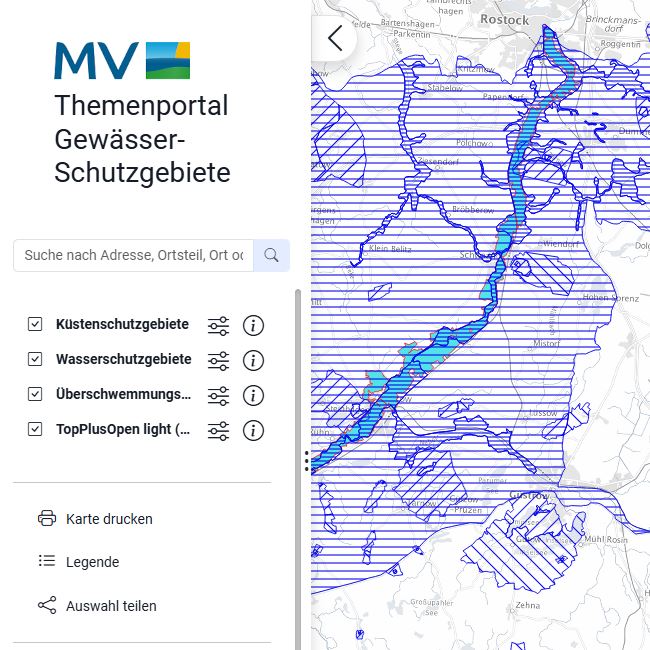 Logo: Daten im Themenportal Schutzgebiete Gewässer erkunden
