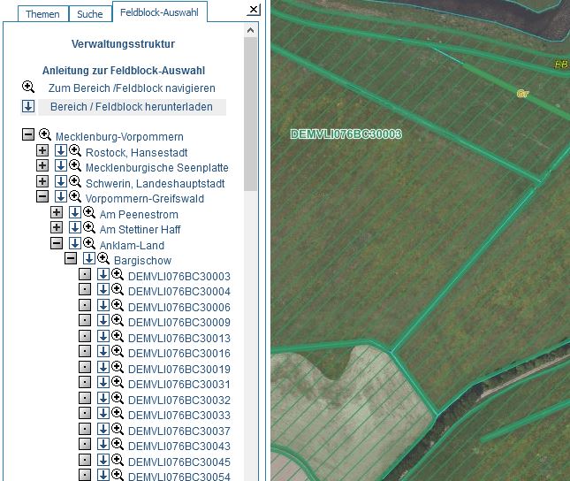 Feldblock-Finder M-V GIS-InVeKoS Vorschau