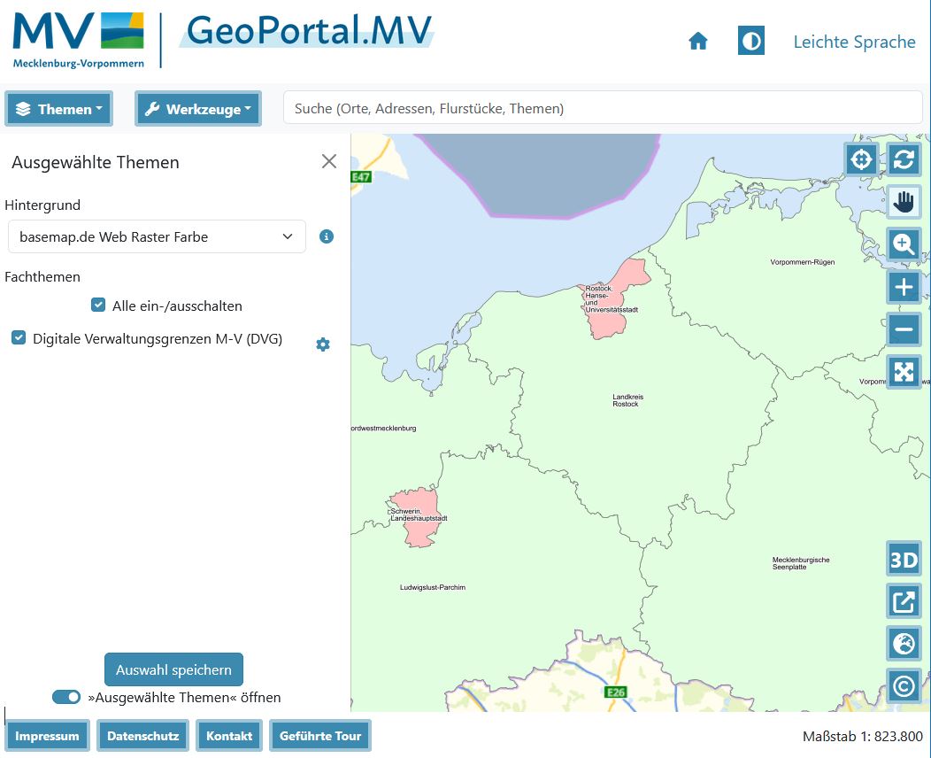 Verwaltungseinheiten in GAIA-MVlight Vorschau
