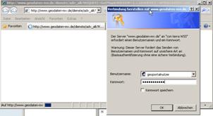 Screenshot vom Anmeldefenster im Internet Explorer